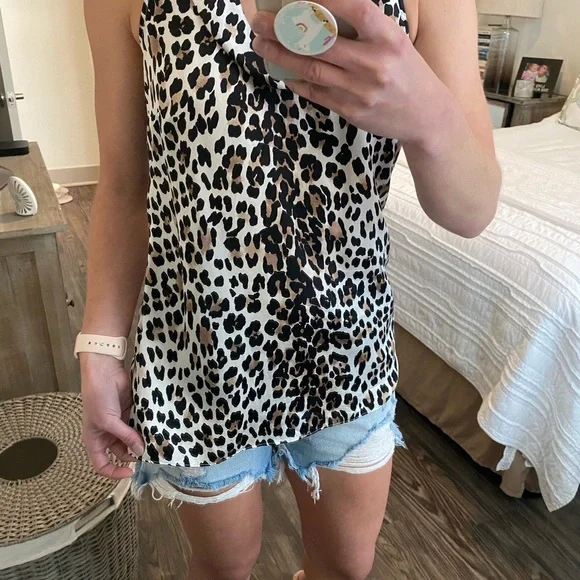 White House Black Market Silk Animal Print Blouse - Picture 3 of 4